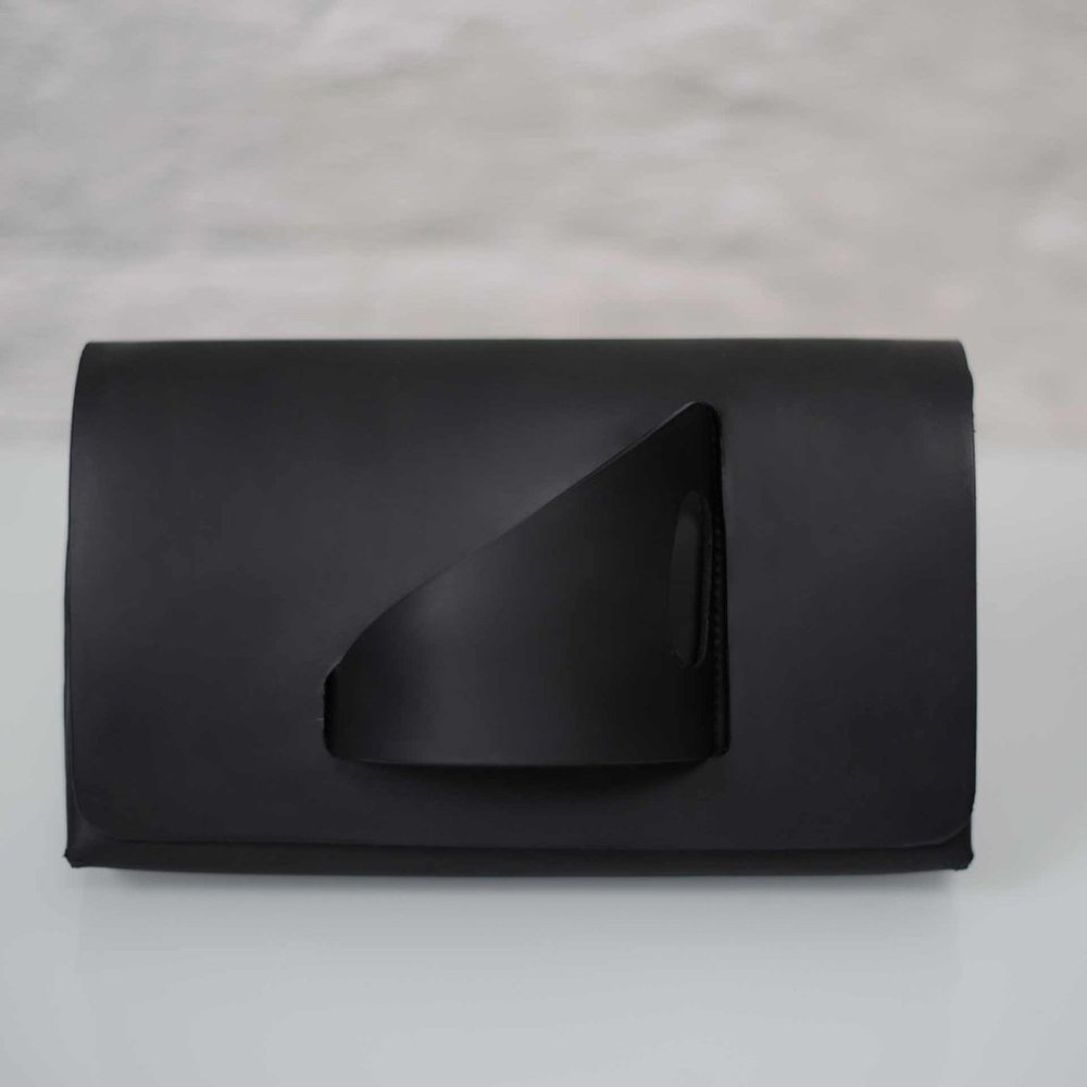 The Clutch in Matte Black Leather - glove clutch, handcrafted, stunning!